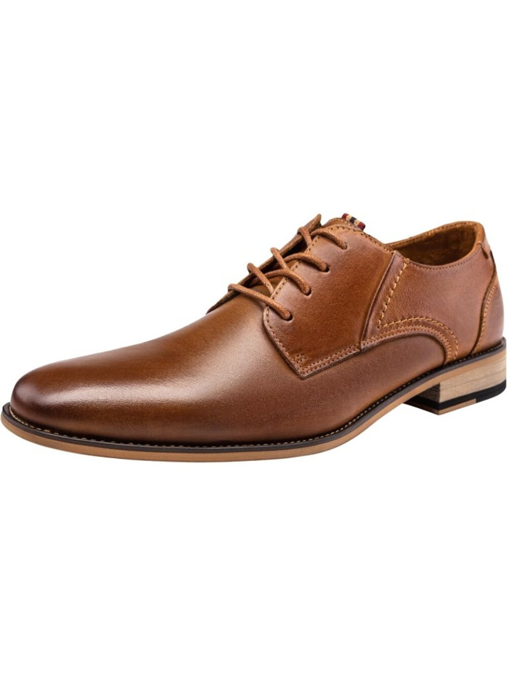 Men's Brown Leather Retro Plain Formal Dress Oxford Derby Causal Shoes